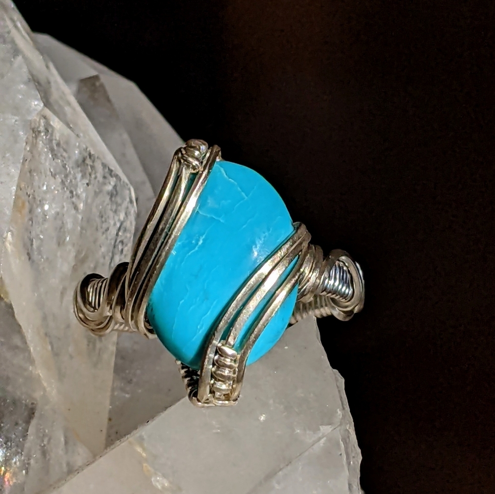 Sterling Silver Ring- Artisan- Genuine Turquoise- Southwestern Blue - Picture 9 of 15